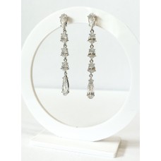 Ασημένια Σκουλαρίκια Κρεμαστά μακρυά με δάκρυα ζιργκόν (SE63)